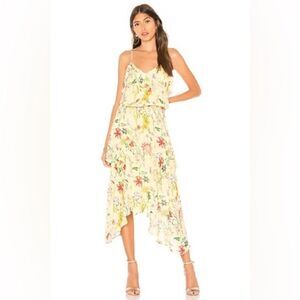 PARKER Revolve Women's Vanna Midi Silk Dress - Spring Sangria/ Yellow Size Small